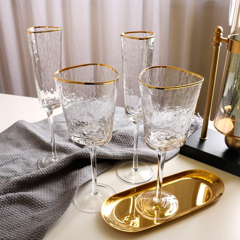 创意锤目金边水晶玻璃香槟杯*1