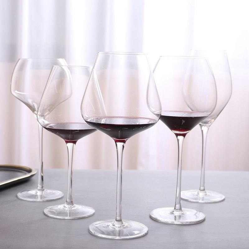 厂家直供玻璃红色酒杯 透明高脚葡萄酒杯酒店宾馆家用红酒杯